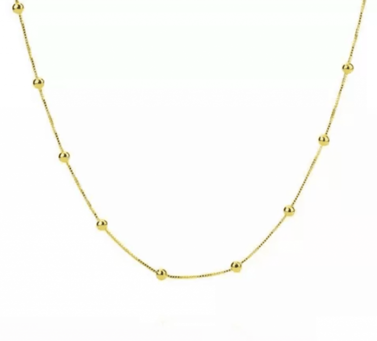 Corrente Veneziana de Bolinhas 50cm - Ouro 5mls
