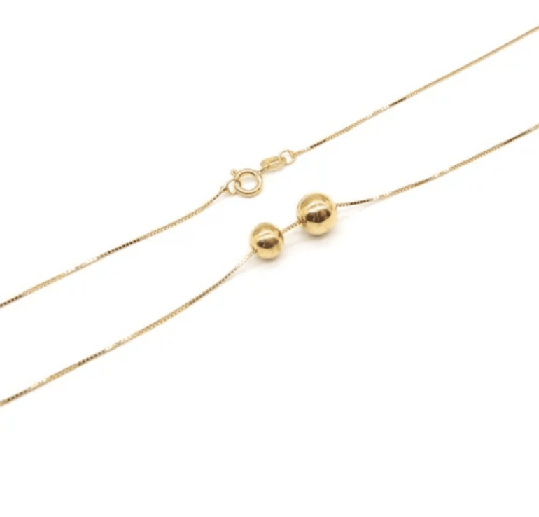 Corrente Veneziana com Bolinhas 45cm -  Ouro 10mls
