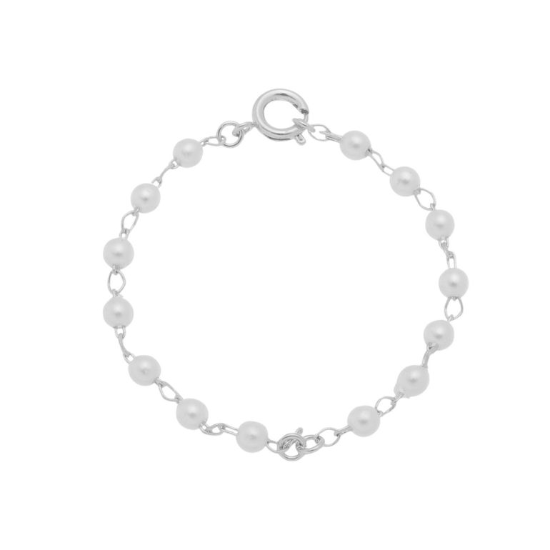 Pulseira Pérolas Infantil 11cm - Ródio