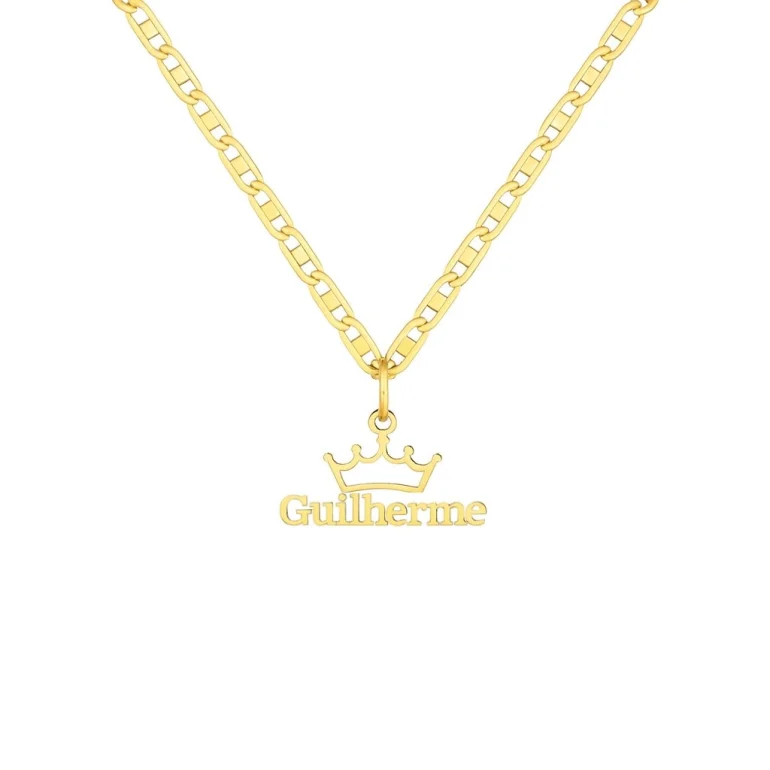 [Golden Belle] GB020 Nome Masc. Infantil Com Coroa Corrente Gucci 35 cm