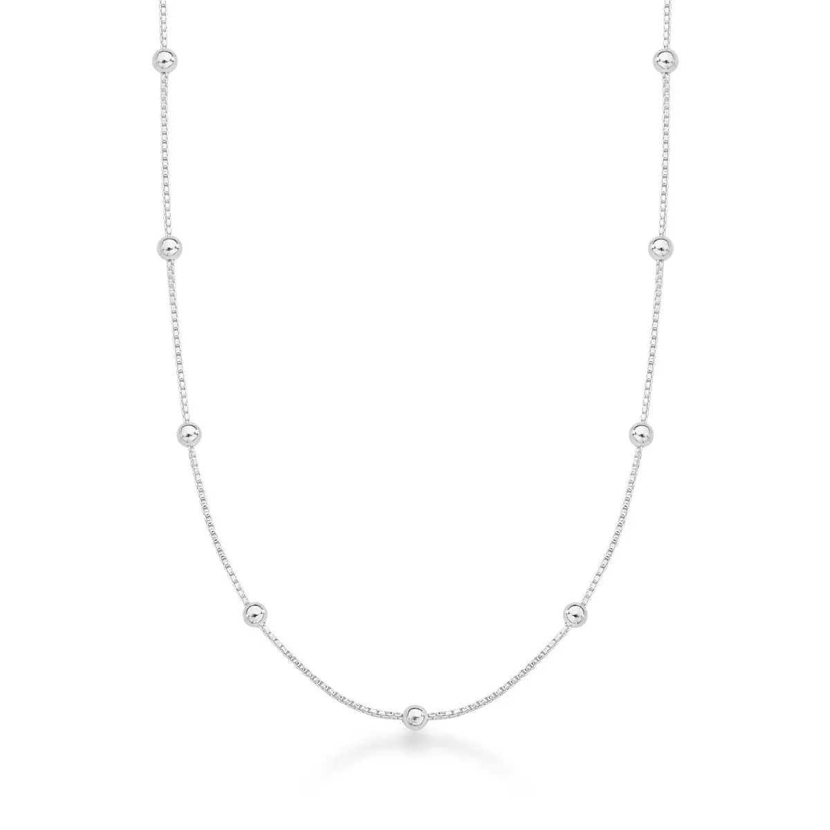 Corrente Veneziana de bolinha 45cm. Prata 925
