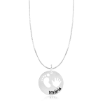 Pingente Circular Com Nome + Pezinho e Mãozinha - PRATA 925 - PGP009