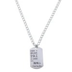 Colar De Inox Manuscrito Gravado + Corrente Grumet Inox 60cm