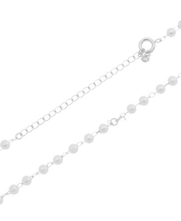 Corrente Pérolas 45cm - Ródio